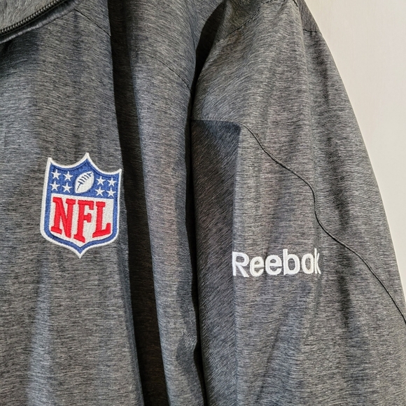 NFL ONFIELD Reebok Men's Gray Full-Zip Nylon Windbreaker Jacket Sz 2XL Outdoor - Picture 4 of 12